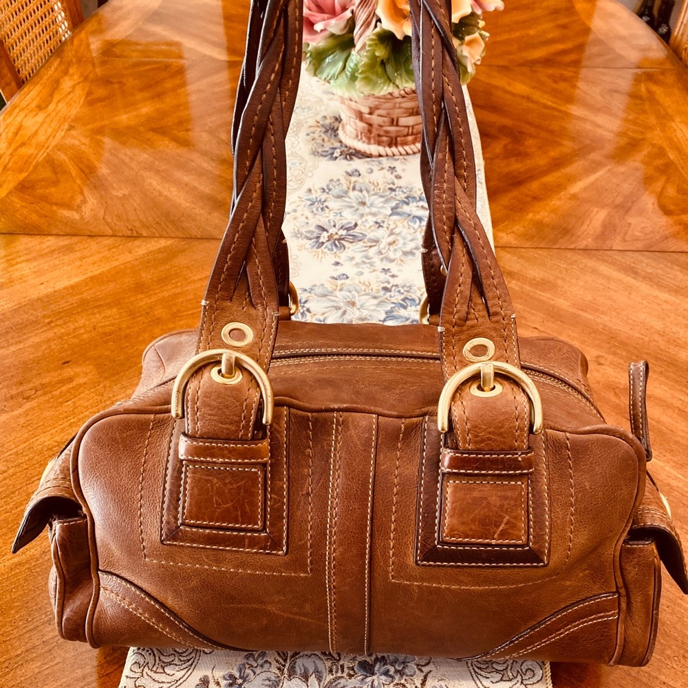 Auth COACH SohoMia Distressed Tobacco 
Lea Satchel